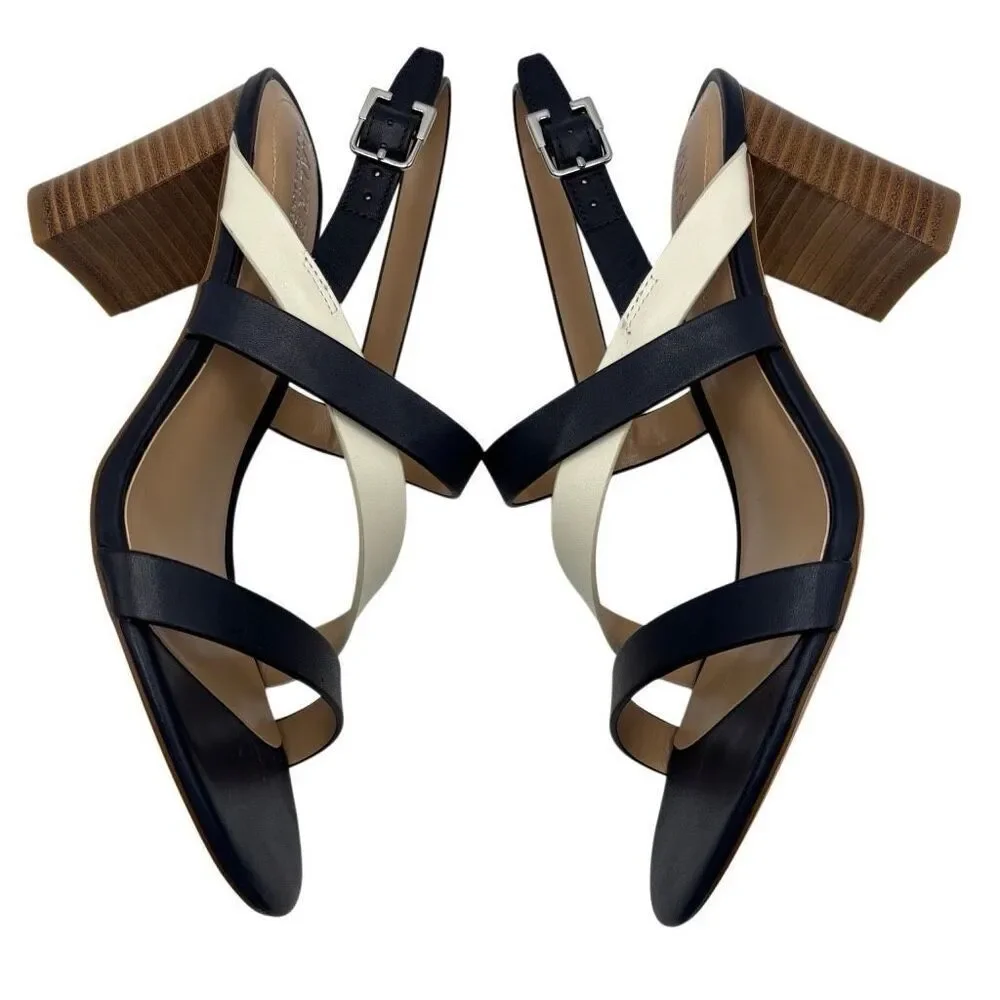 Lauren Ralph Lauren Mackensie Heeled Sandals‎ Black/Cream Size 9B NEW NWOT